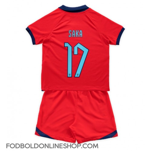 England Bukayo Saka #17 Udebane Trøje Børn VM 2022 Kortærmet (+ Korte bukser)